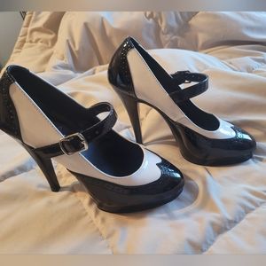 Black and white spectator MaryJanes